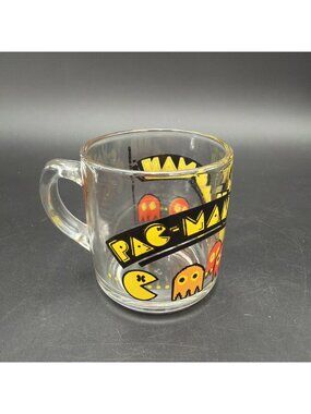 Pac-Man Glass Coffee Mug Cup Vintage 1982 Bally Midway Pac Man 3.5"